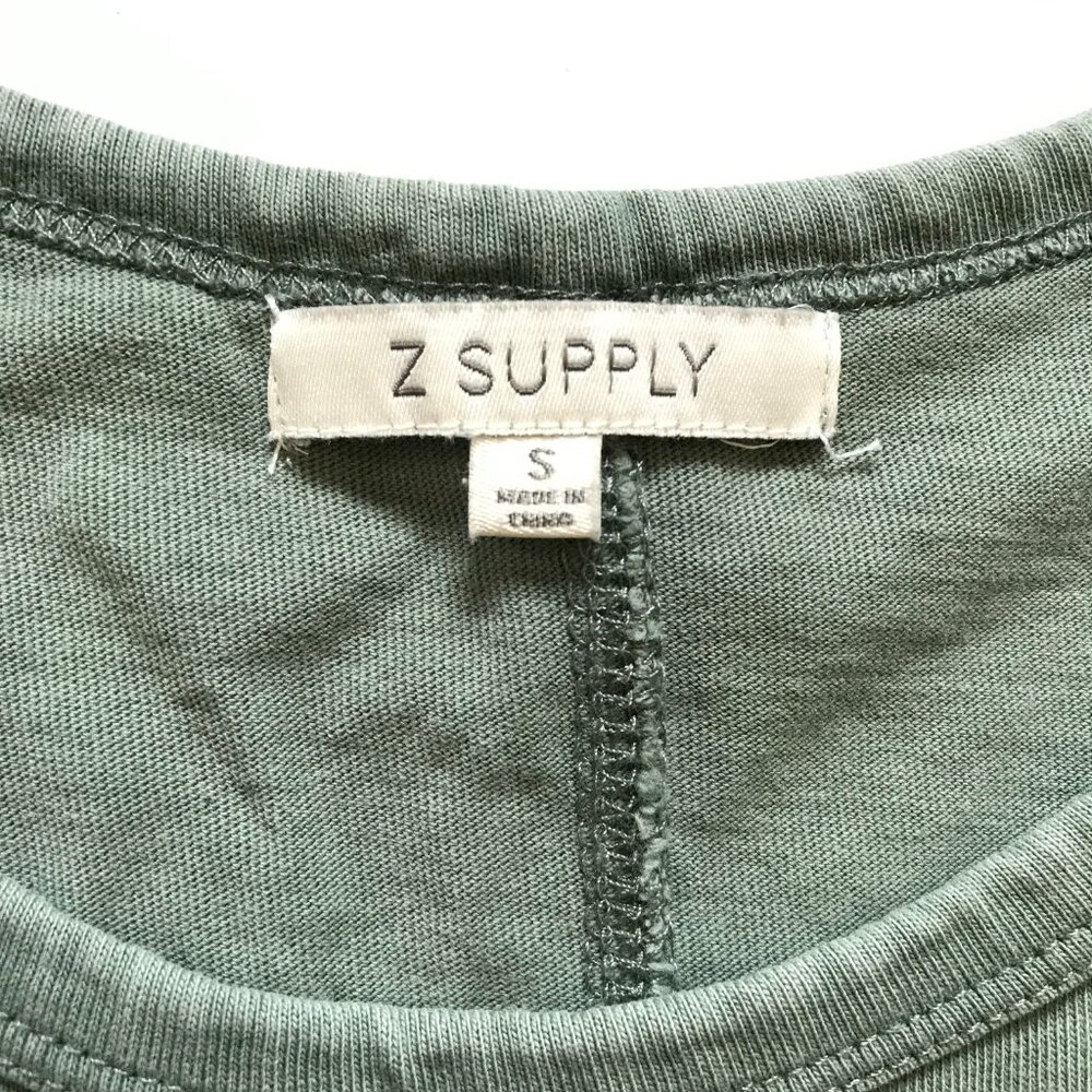 Z Supply Paxton Jersey Mini Dress Womens Small Green Crew Neck Cap Sleeve Cotton - Picture 8 of 14